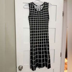 Carmen Marc Valvo Black and White Checkered Midi Dress